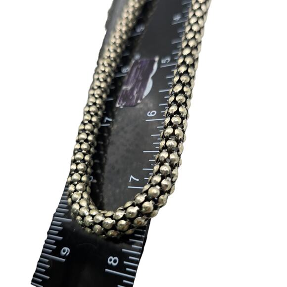 CG Necklace Beaded Tube Popcorn Caviar Woven Chain Silver Tone Single Strand 16" - Picture 8 of 9